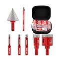 FOCSTOL Diamond Core Drill Bit Set - 7pcs (6/8/10/20/35mm+35mm Beveling Chamfer Bit+6mm Carbide Drill Bit) Diamond Hole Saw Kit for Porcelain Ceramic Tile Marble Granite