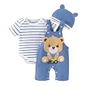 FOCUTEBB Baby Boy Clothes 3Pcs Cartoon Romper Shorts Hat Summer Set 0-18M