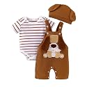 FOCUTEBB Baby Boy Clothes 3Pcs Cartoon Romper Shorts Hat Summer Set 0-18M