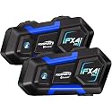 Fodsports FX4 Pro Motorcycle Helmet Bluetooth Intercom with AI Voice Control, 4 Way Helmet Headset Communication System, Hand-Free Music/Auto-Answer/FM Radio, 2 Pack
