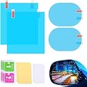 Fog Film, Rain Proof Film For Car Mirror, Universal Accessories Rear-View Mirror Waterproof Anti Fog Rainproof Anti-Water Protective Film Sticker For Car (Square - 2 Pcs + Oval - 2 Pcs)