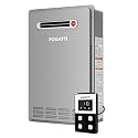 FOGATTI Natural Gas Tankless Water Heater, Outdoor Installation 7.5 GPM, 170,000 BTU White Instant Hot Water Heater, InstaGas Comfort 170S Series