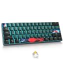 Fogruaden Wireless Gaming Keyboard, 60% Percent Mechanical Keyboard Wireless, Hot-Swappable Yellow Switch, RGB Wired/Bluetooth Keyboards for Win/Mac, 61 Keys NKRO (Soundwave)