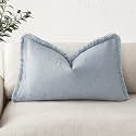 Foindtower Decorative Linen Fringe Lumbar Throw Pillow Covers Cozy Boho Farmhouse Cushion Cover with Tassel Soft Accent Pillowcase for Sofa Bed Living Room Home Decor, 12×24 Inch,1PC,Sky Blue