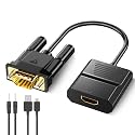 FOINNEX VGA to HDMI Adapter, 1080P Converter with USB Audio from Old Computer/Laptop/Desktop/PC VGA Source to HDMI HDTV/Monitor/Projector/Displayer, 1.5FT