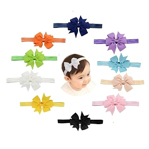fok 10 pc bowknot elastic head hair bands for babies kids amp girls