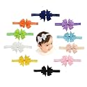 FOK 10 Pc Bowknot Elastic Head Hair Bands For Babies kids &amp; Girls