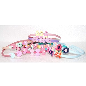 fok 2 pcs multi color bow elastic with 2 pc plastic hair band for babies random designs