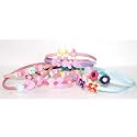 FOK 2 Pcs Multi Color Bow Elastic With 2 Pc Plastic Hair Band For Babies (Random Designs)