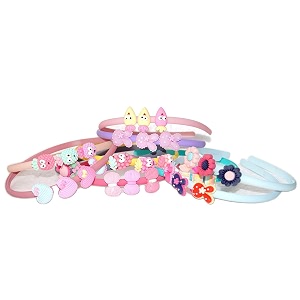 fok 2 pcs multi color crochet style elastic hairbands amp 2 pcs plastic headbands for babies random design color