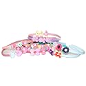 FOK 2 Pcs Multi Color Crochet Style Elastic Hairbands &amp; 2 Pcs Plastic Headbands For Babies Random Design, Color