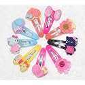 FOK 2 Pcs Plastic (8 mm) Hairbands &amp; 3 Pairs Tik Tok Hairpins For Babies (Random Design, Color)