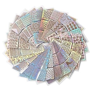 fok 24pcs nail art self-adhesive stencil stickers set waterproof salon nail stamping printing image stamps guides decoration manicure tool