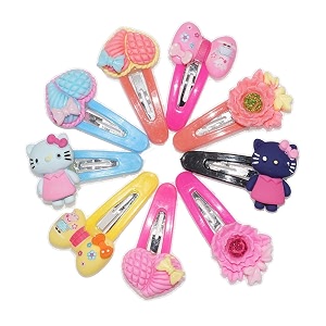 fok 6 pairs plastic multi color amp fancy design tik tak hair pins for babies amp kids random design