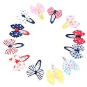 FOK Bowtie Snap Tic-Tac Hair Clips For Baby Girls (12 Pieces), Assorted