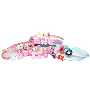 fok set of 5 multi color fancy design plastic hair bands for babies amp kids 8 mm