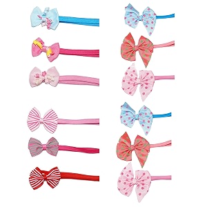 fok set of 6 bow elastic multi color head bands for babies amp kids random design