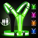 Fokia Kunbio LED Reflective Running Vest Gear,Light Up Vest Runners Night Walking USB Rechargeable,Up to 11hrs Light with Adjustable Waist/Shoulder for Women Men Kids
