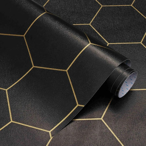 fokrim 300 cm x 45 cm waterproof decorative vinyl wallpaper black pack of 4
