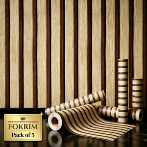 fokrim 300 cm x 45 cm waterproof floral  botanical vinyl wallpaper brown pack of 5