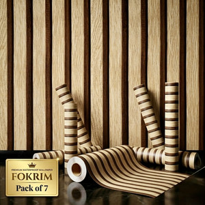 fokrim 300 cm x 45 cm waterproof floral  botanical vinyl wallpaper brown pack of 7