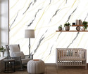 FOKRIM 200 cm x 60 cm Waterproof Decorative Vinyl Wallpaper (White, Gold)