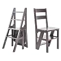 Foldable 4-Step Solid Wood Ladder Stool - Versatile Folding Chair Step Stool &amp; Presentation Stand for Adults - Ideal for Home Kitchen Office &amp; Outdoor Use(Walnuss)