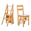 Foldable 4-Step Solid Wood Ladder Stool - Versatile Folding Chair Step Stool & Presentation Stand for Adults - Ideal for Home Kitchen Office & Outdoor Use(Gelb)