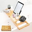 Foldable Bathtub Tray Caddy - Expandable Bath Tray for Tub | Secure, Non-Slip Bathtub Caddy for Tub for Bath Accessories, Self Care Home Spa Gift Set, Relaxing Gifts for Women, New Moms, House Warming