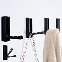 Foldable Black Wall Hooks 4 Pack,Heavy Duty Wall Hooks for Hanging Coats Towels Backpacks Bags Matte Black Towel Hooks in The Bathroom,Closet,Entryway,Pool and Kitchen. (Matte Black, 4)