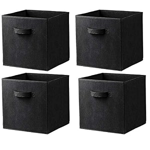 foldable cloth storage cube basket bins organizer containers drawers baby toy and cloths garment storage black set of 4
