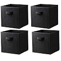 Foldable Cloth Storage Cube Basket Bins Organizer Containers Drawers Baby Toy and Cloths |Garment Storage Black (Set Of 4)