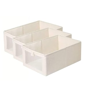 closet organizers and storage 3 pack closet storage bins linen closet baskets for cupboard organization foldable wardrobe organizer bins with clear window for organizing clothing jeans shelves