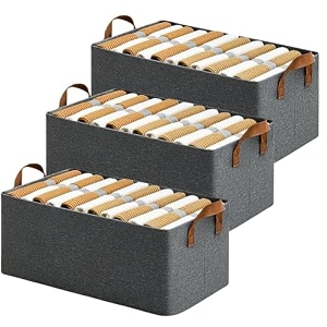 allwin houseware w foldable polycotton cloth storage cubes organizer with handlessteel frame collapsible clothing organizer storage box for wardrobetoysbooksamp blankets storage box greypack of 3