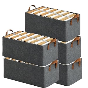 allwin houseware w closet clothes organizer pack of 5 with handle closet shelf fabric storage box steel frame stackable shelf storage baskets foldable wardrobe storage box for clothes toys
