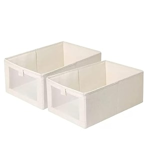 linen closet organizers and storage 2 pack cupboard storage bins linen closet baskets for organization foldable wardrobe organizer bins with clear window for organizing clothing jeans shelves
