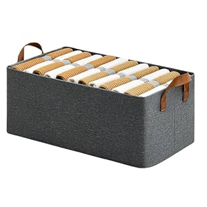 foldable cloth storage cubes organizer with handles steel frame collapsible clothes organizer storage box for wardrobetoysbookssaree shirtsand blankets storage box grey pack of 1