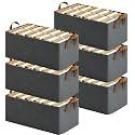 ALLWIN HOUSEWARE W Polycotton Foldable Cloth Storage Cubes Organizer With Handles Steel Frame Collapsible Clothes Organizer Storage Box For Wardrobe,Toys,Saree,Shirts Storage Box (Grey,Pack Of 6)