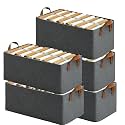 ALLWIN HOUSEWARE W Closet Clothes Organizer Pack Of 5 with Handle, Closet Shelf Fabric Storage Box Steel Frame, Stackable Shelf Storage Baskets Foldable Wardrobe Storage Box for Clothes Toys