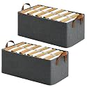 ALLWIN HOUSEWARE W Polycotton Foldable Cloth Storage Cubes Organizer With Handles Steel Frame Collapsible Clothes Box For Wardrobe,Toys,Books,Saree, Shirts,And Blankets (Grey, Pack Of 2)