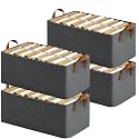 ALLWIN HOUSEWARE W Foldable Cloth Storage Cubes Organizer With Handles Steel Frame Collapsible Clothes Organizer Storage Box For Wardrobe,Books,Saree,Shirts,&amp; Blankets Storage Box (Grey,Pack Of 4)