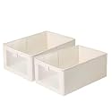 Linen Closet Organizers And Storage, 2 Pack Cupboard Storage Bins Linen Closet Baskets for Organization Foldable Wardrobe Organizer Bins with Clear Window For Organizing Clothing, Jeans, Shelves