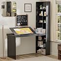 Foldable Drafting Table Desk, Space-Saving Folding Craft Table with Storage