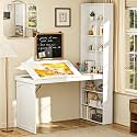 Foldable Drafting Table Desk, Space-Saving Folding Craft Table with Storage