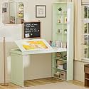 Foldable Drafting Table Desk, Space-Saving Folding Craft Table with Storage