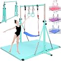 FC FUNCHEER Foldable Gymnastics Bar,5FT Horizontal bar,Adjustable Kids Training bar for Kids Ages 3-15,Kids Gymnastics bar,Triangle Stable Structure-Gym Equipment for Home