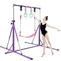 FC FUNCHEER Foldable Gymnastics Bar,5FT Horizontal bar,Adjustable Kids Training bar for Kids Ages 3-15,Kids Gymnastics bar,Triangle Stable Structure-Gym Equipment for Home