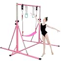 FC FUNCHEER Foldable Gymnastics Bar,5FT Horizontal bar,Adjustable Kids Training bar for Kids Ages 3-15,Kids Gymnastics bar,Triangle Stable Structure-Gym Equipment for Home