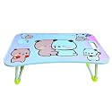 Foldable Kids Study Table – Portable Multipurpose Bed Desk with Cup Holder & Handle, Cartoon Dudu and Bubu Design for Study, Drawing, Reading, Eating, Writing