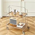 Foldable Metal Side Table on Wheels - Portable Utility Cart for Small Spaces, Sturdy &amp; Versatile Design for Living Room, Bedroom, Home Office, and Apartments